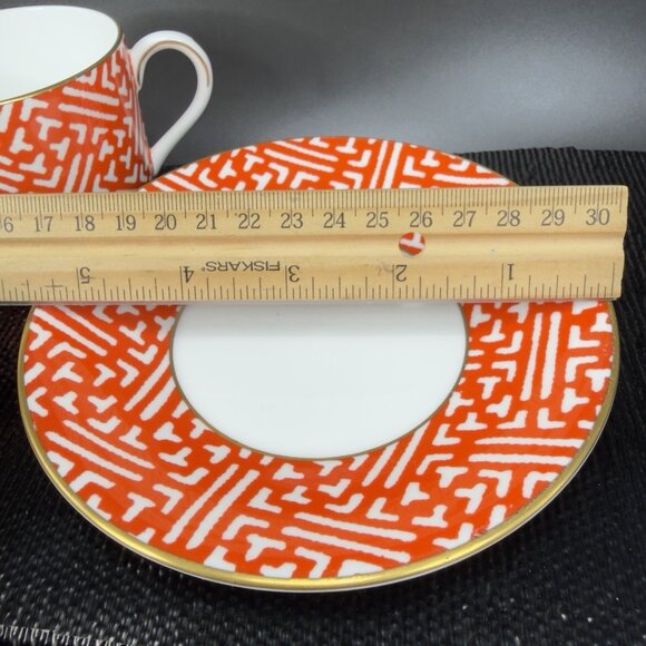 Coalport England Bone China Porcelain Fretwork Chinese Red Tea Cup Saucer Set - Picture 3 of 14